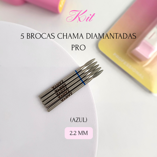 KIT - 5 BROCAS CHAMA DIAMANTADAS PRO (AZUL) - 2.2mm