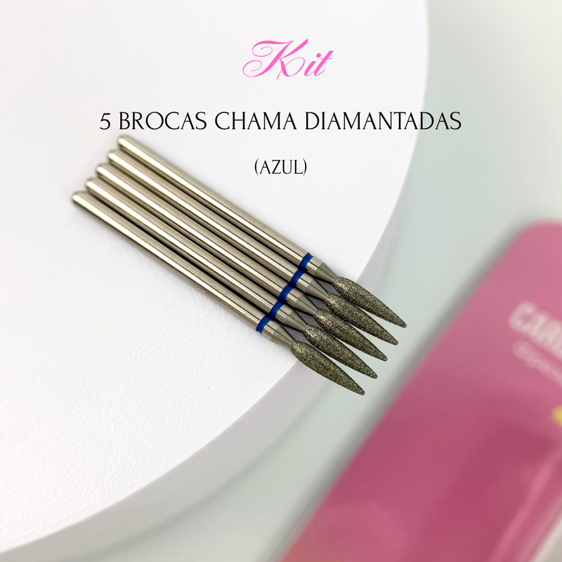 Kit - 5 Brocas Chama Diamantadas (Azul)