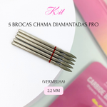 KIT - 5 BROCAS CHAMA DIAMANTADAS PRO (VERMELHA) - 2.2mm